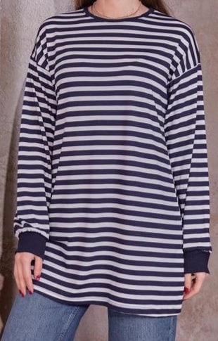 Çizgili tunik-Lacivert