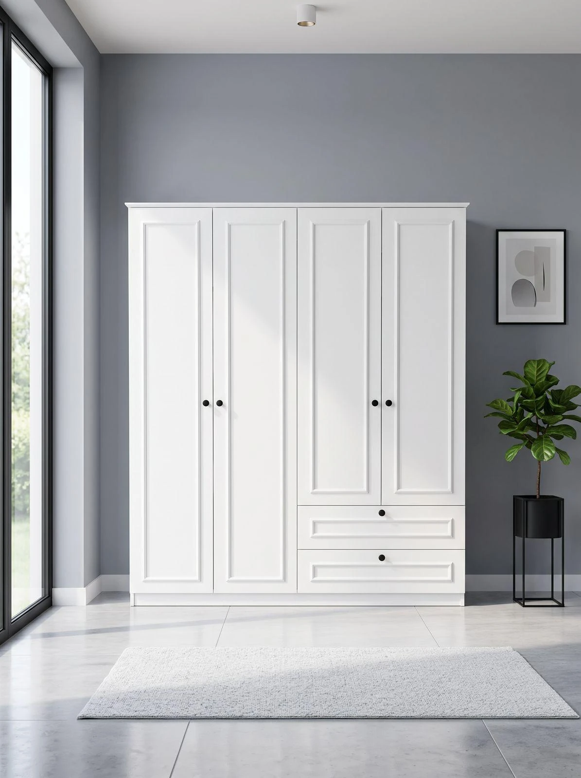 STYLE 4 KAPKAKLI 2 ÇEKMECELİ GARDIROP (160 CM - BEYAZ)