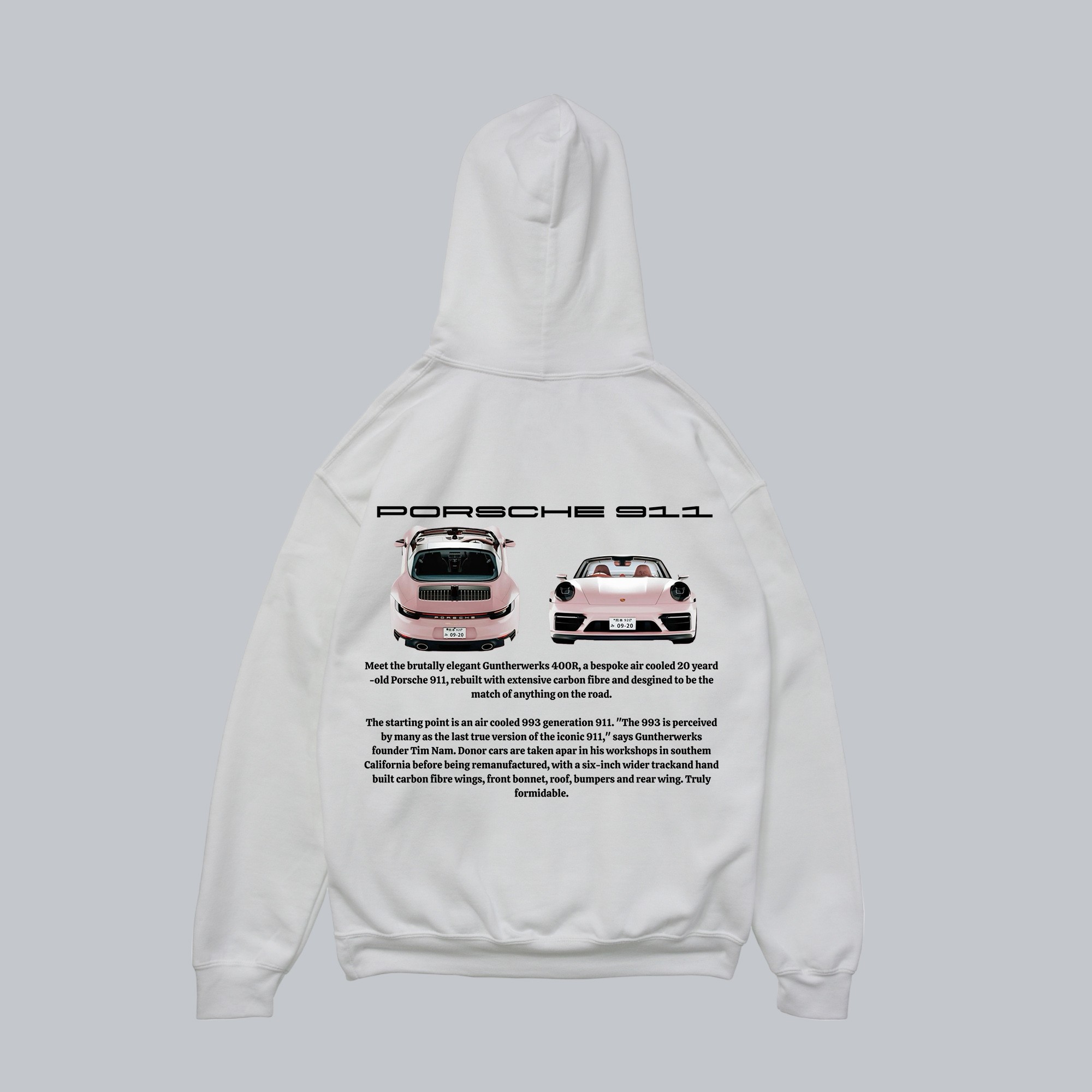 Porsche 911 Sakura Beyaz Oversize Hoodie