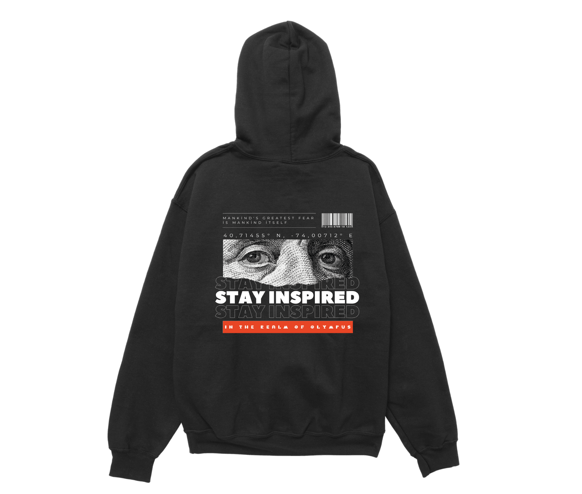 Stay Inspired Siyah Unisex Oversize Hoodie