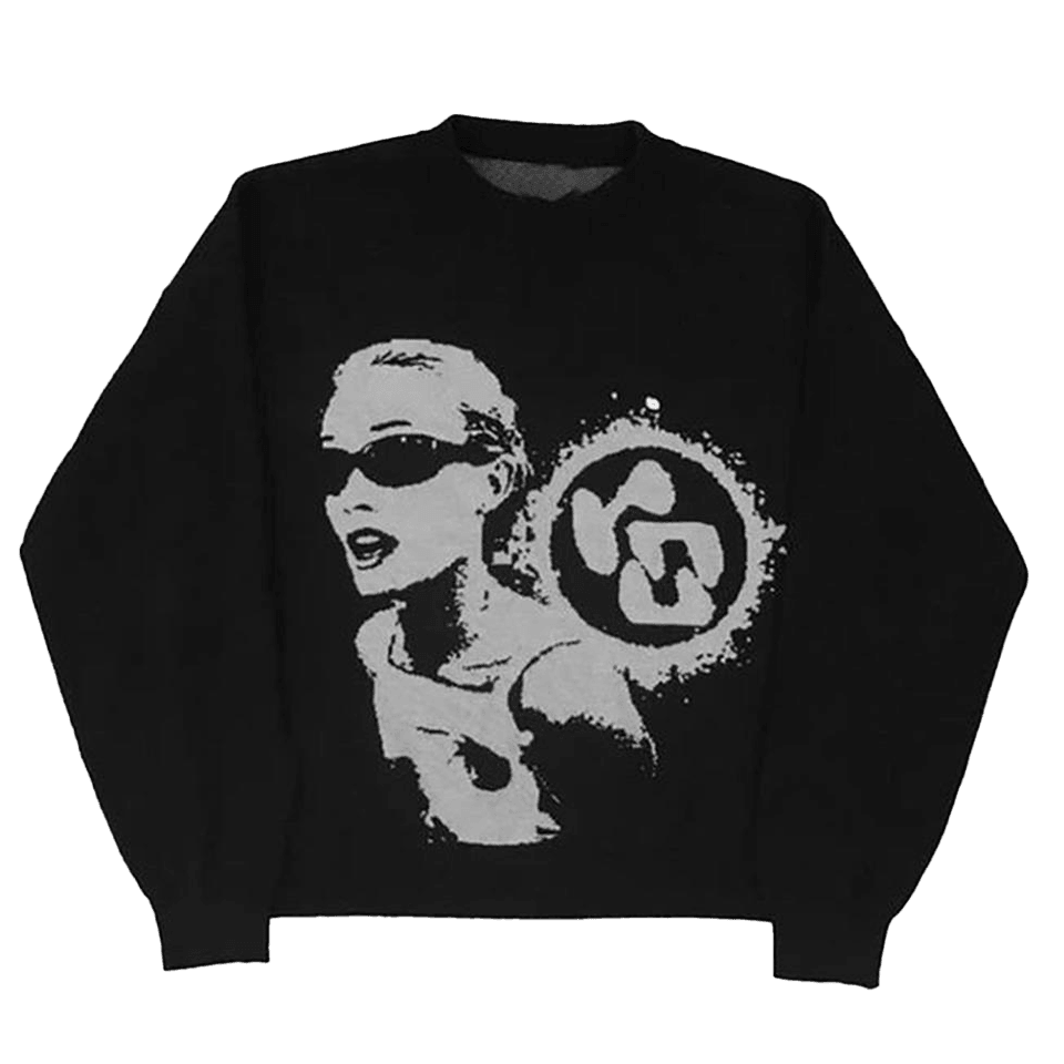 Y2k Girl Unisex Oversize Siyah Kazak