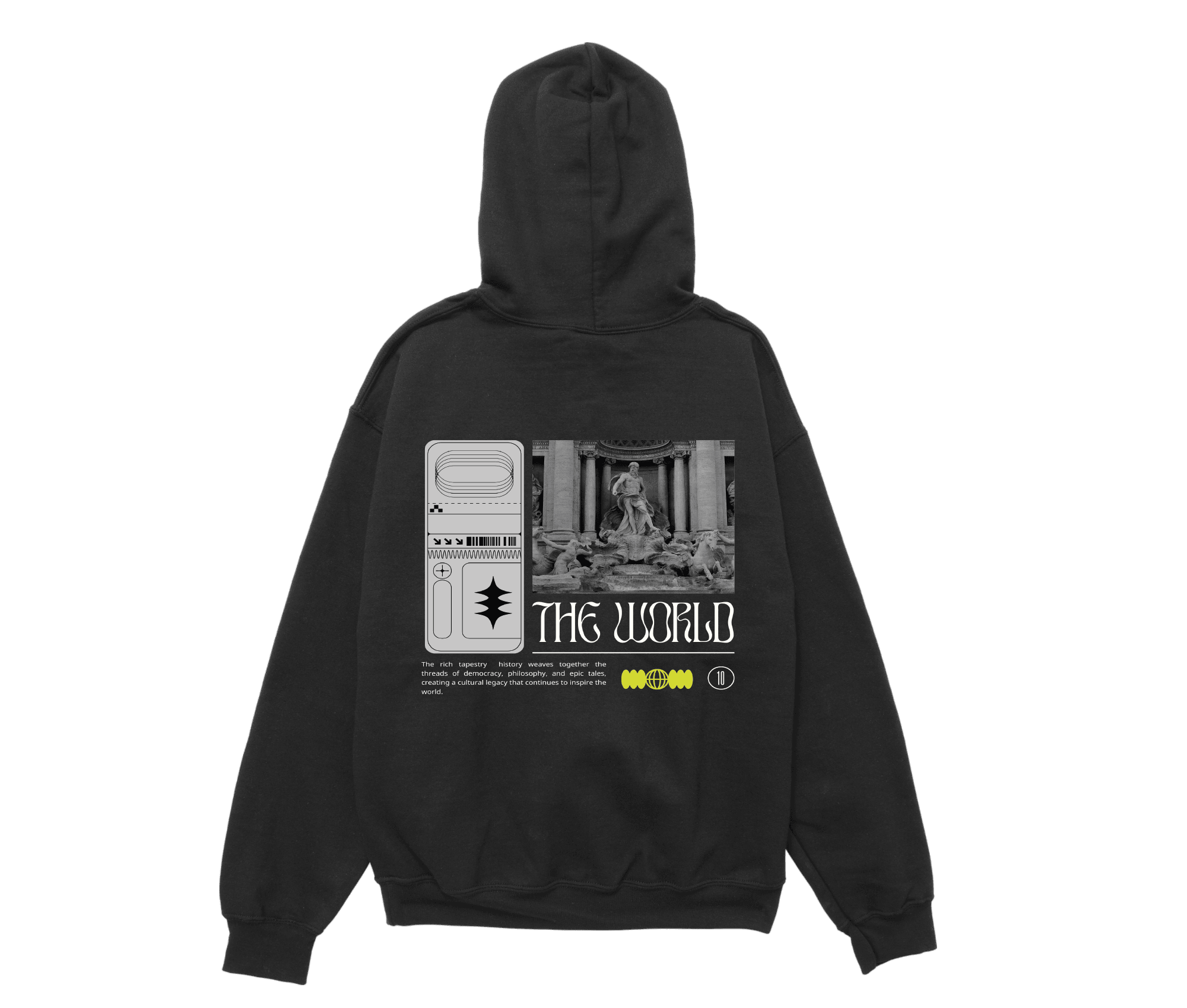 The World Siyah Unisex Oversize Hoodie