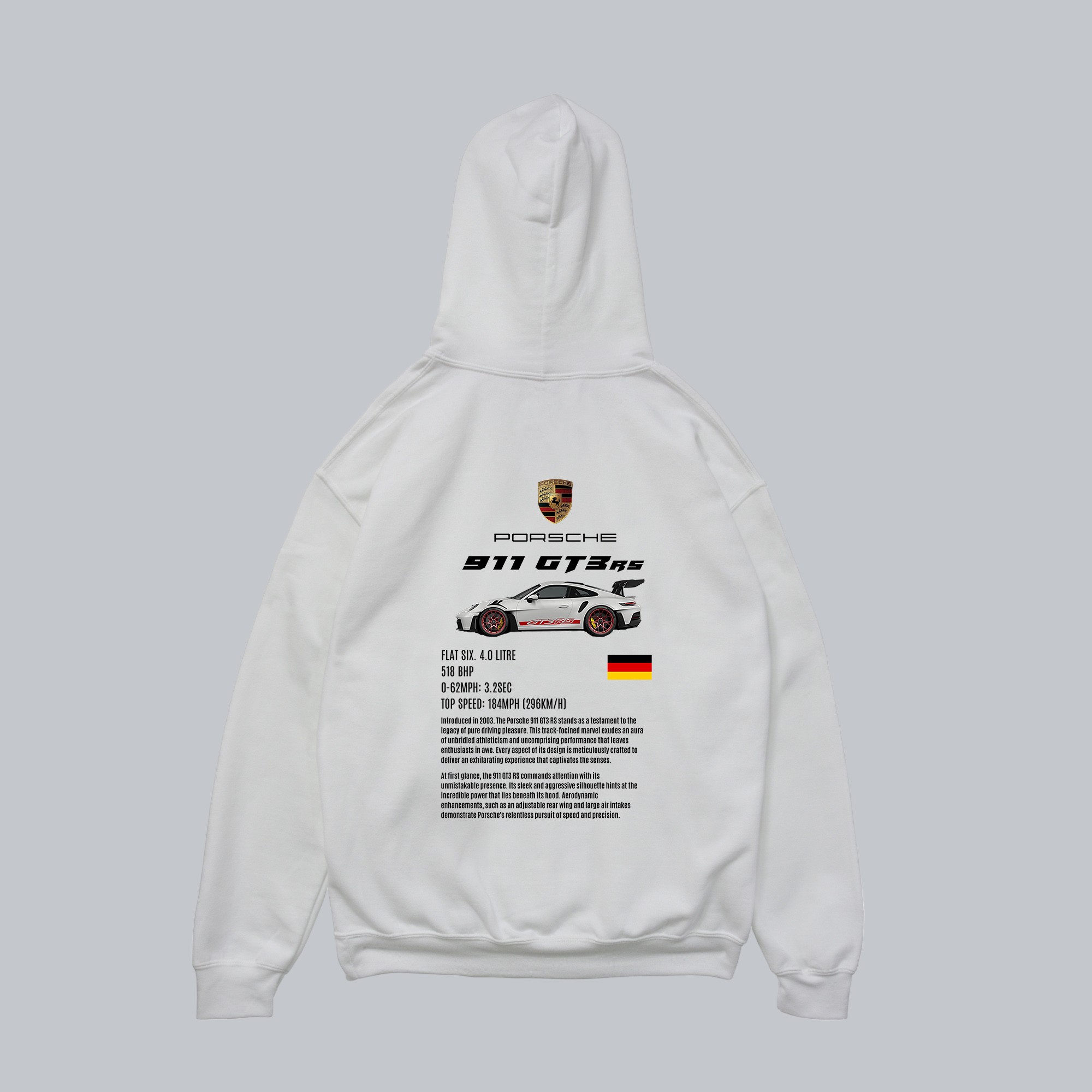 Porsche 911 GT3RS Beyaz Oversize Hoodie