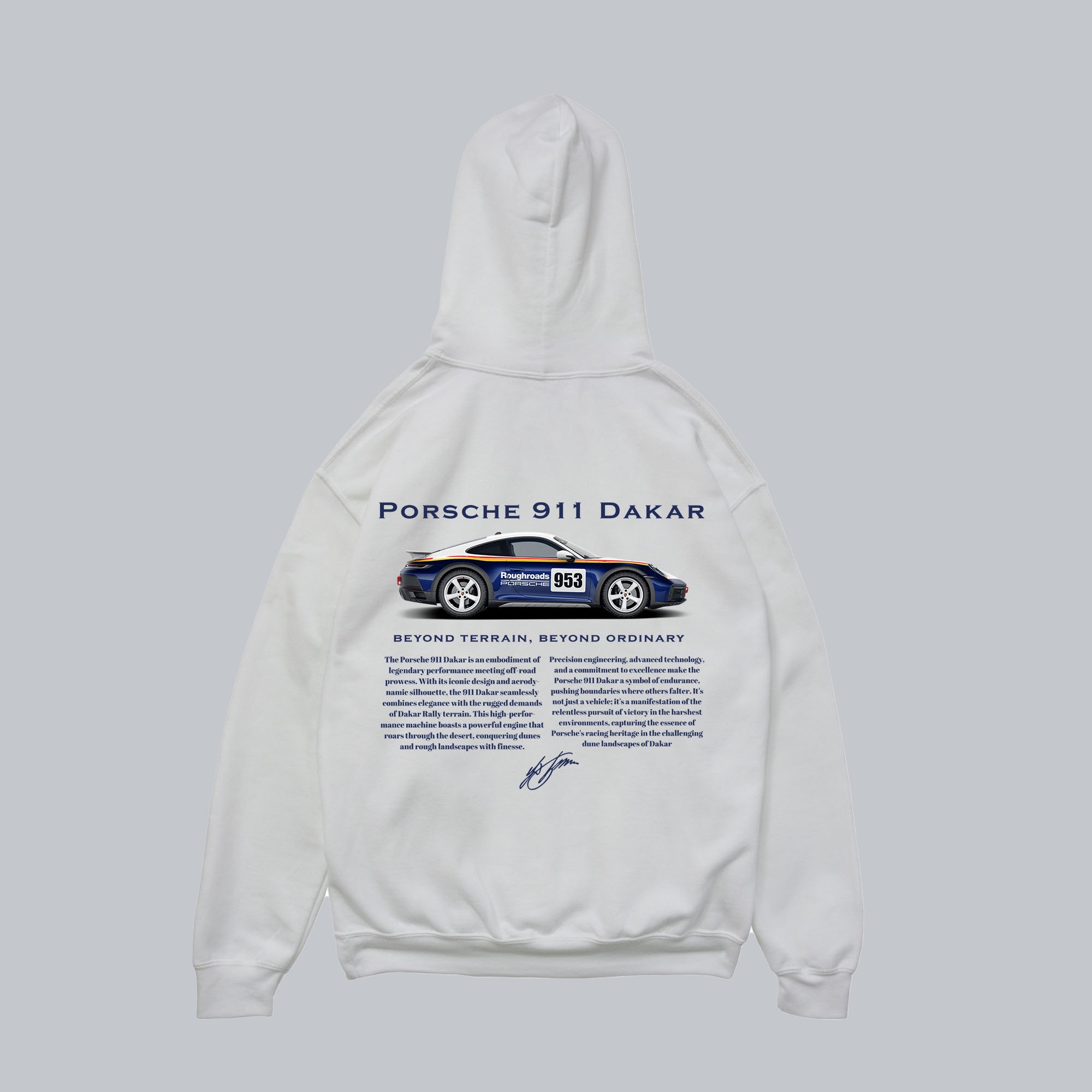 Porsche 911 Dakar Beyaz Oversize Hoodie