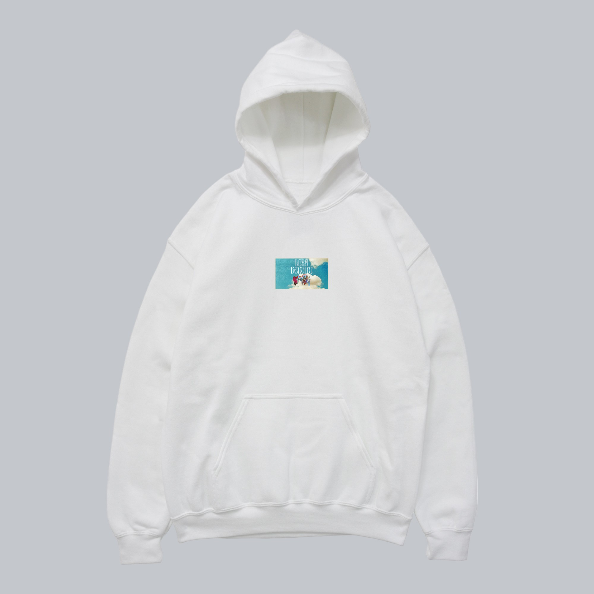 Sky Cloud L&B Beyaz Unisex Oversize Hoodie