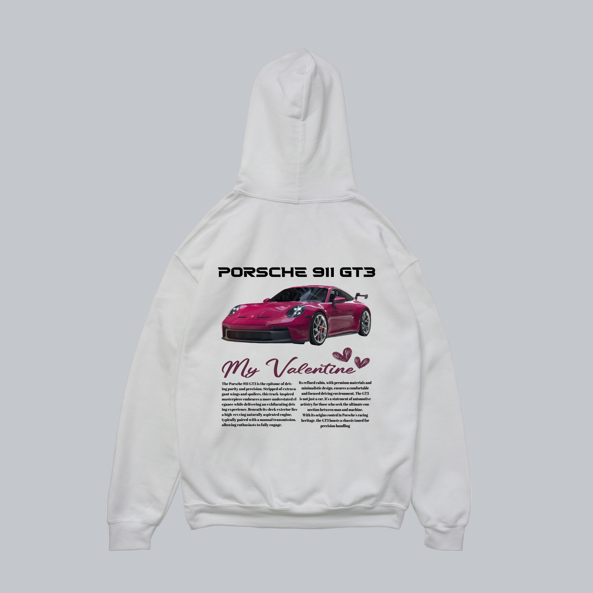 Porsche 911 GT3R Valentine Beyaz Oversize Hoodie