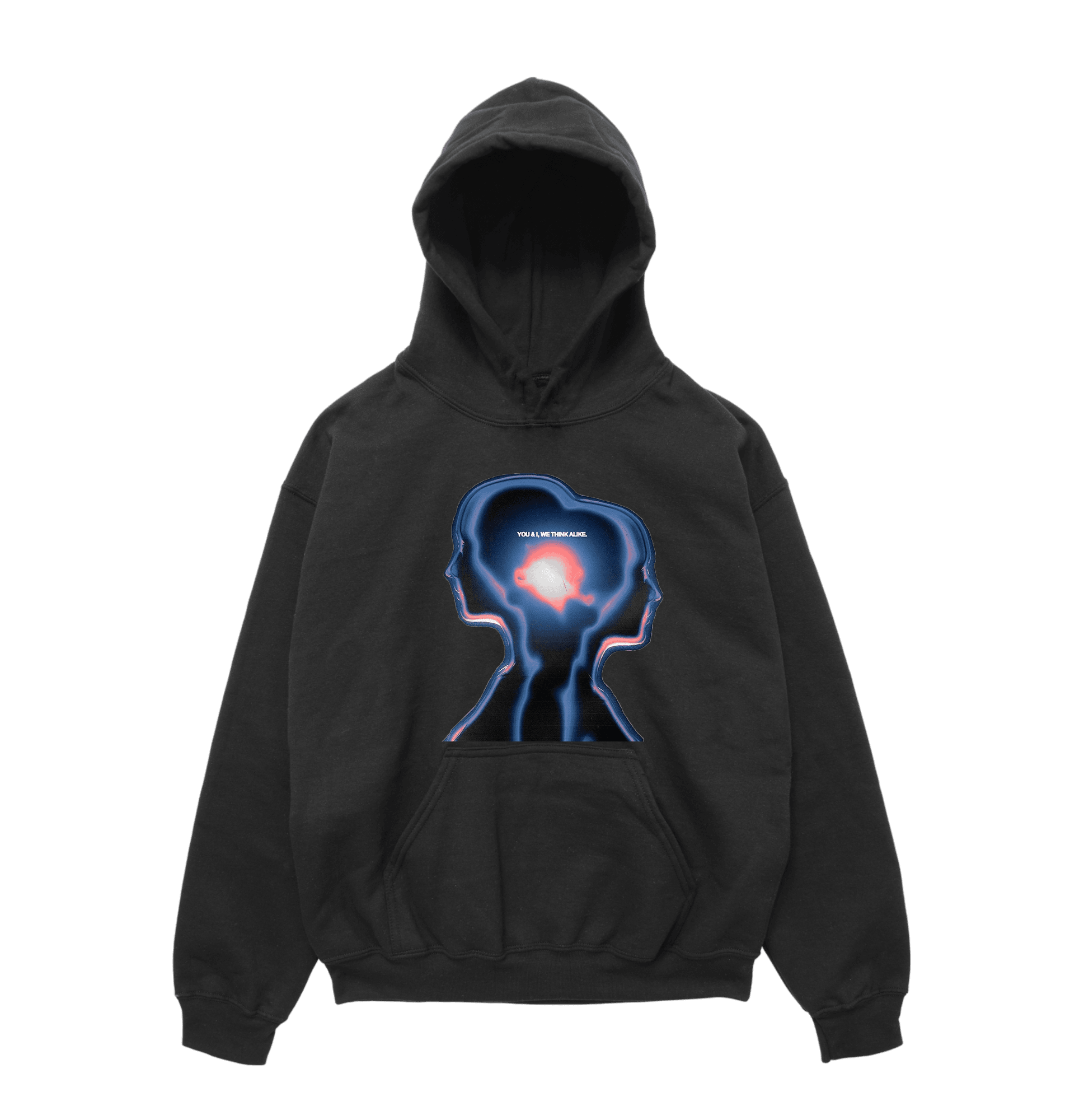 You & I Siyah Unisex Oversiz Hoodie