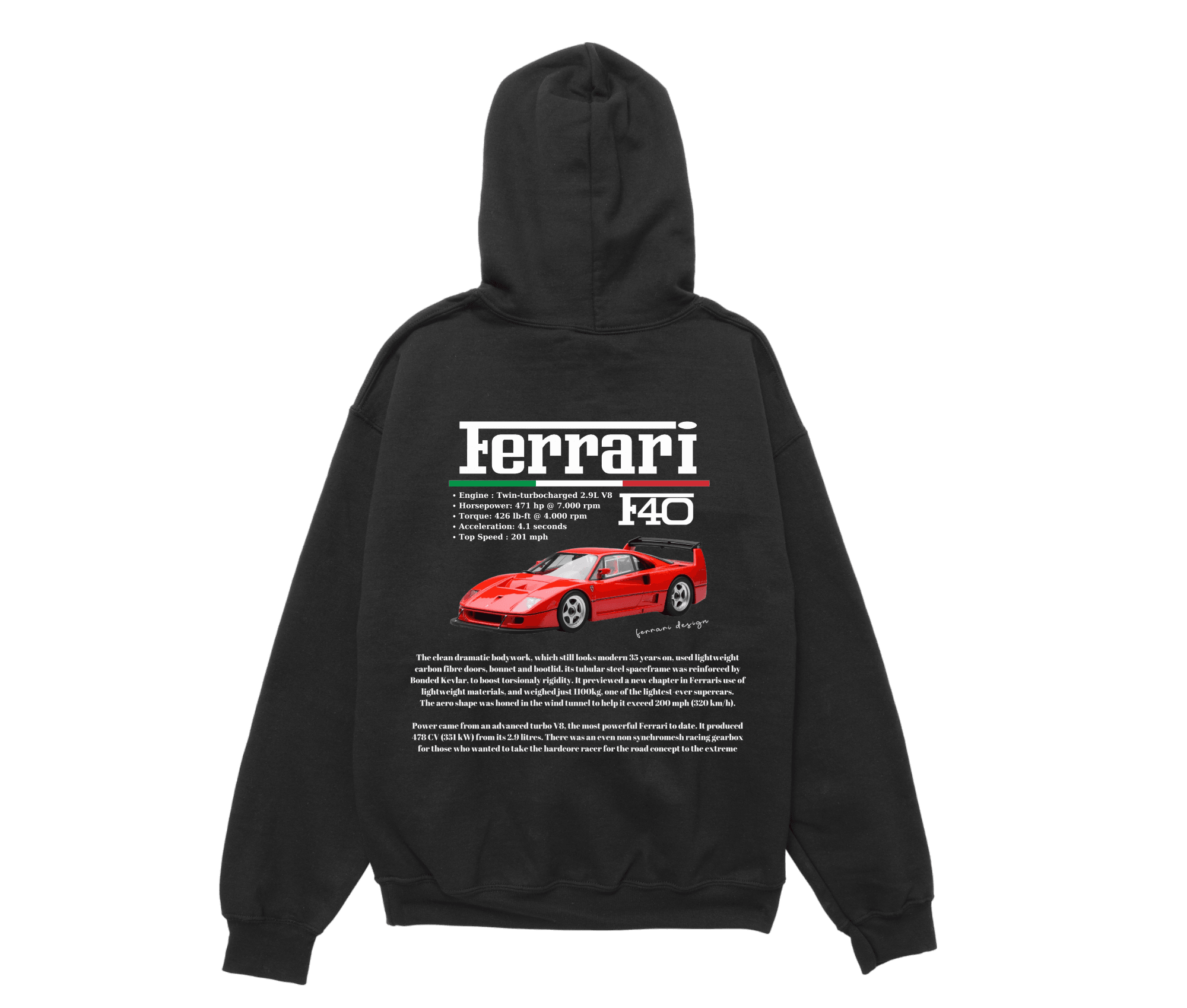  F-40 Siyah Oversize Hoodie