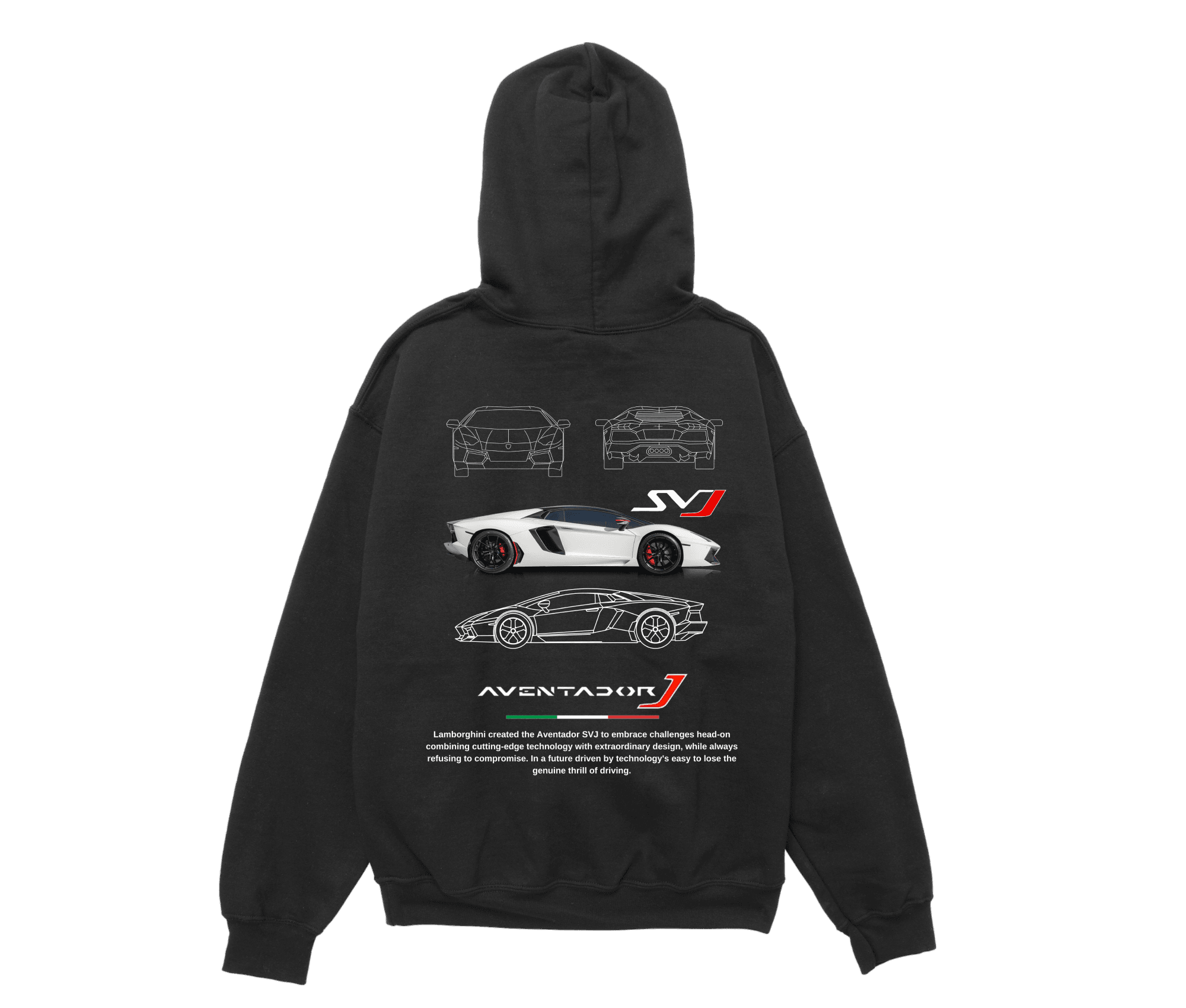 Lamborghini Aventador Siyah Oversize Hoodie