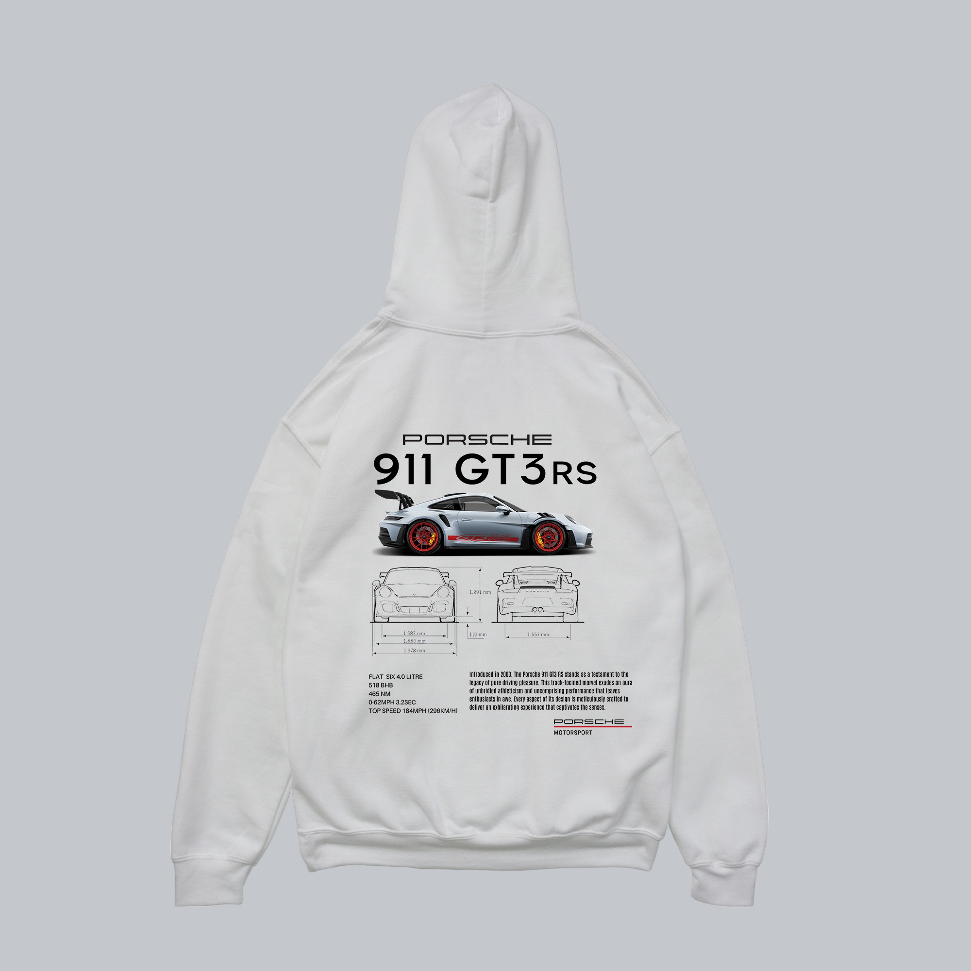 Porsche GT3RS Motorsport Beyaz Oversize Hoodie