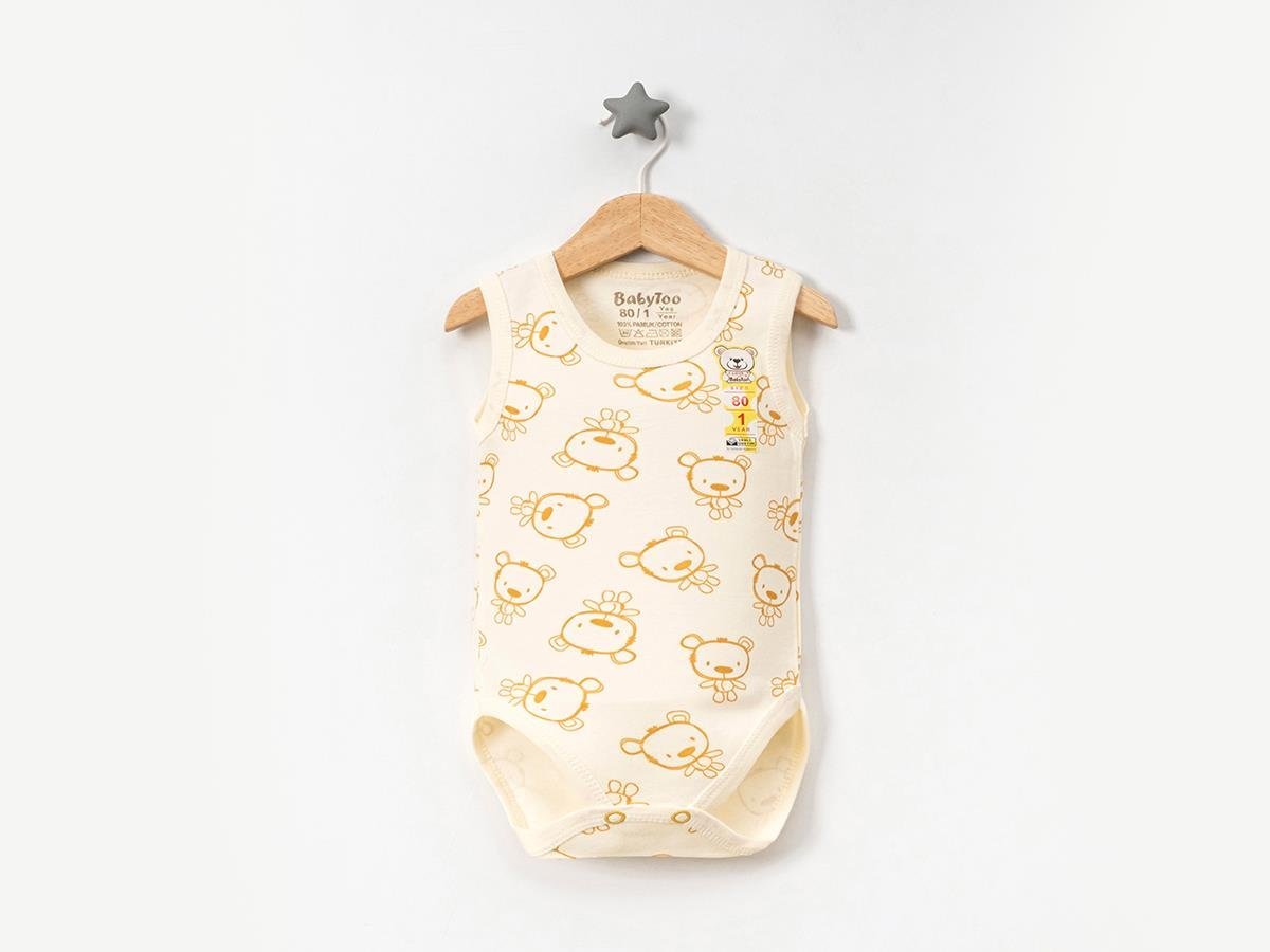 Erkek Bebek %100 Pamuk Minikto Ayıcık Desenli Çıt Çıtlı Body