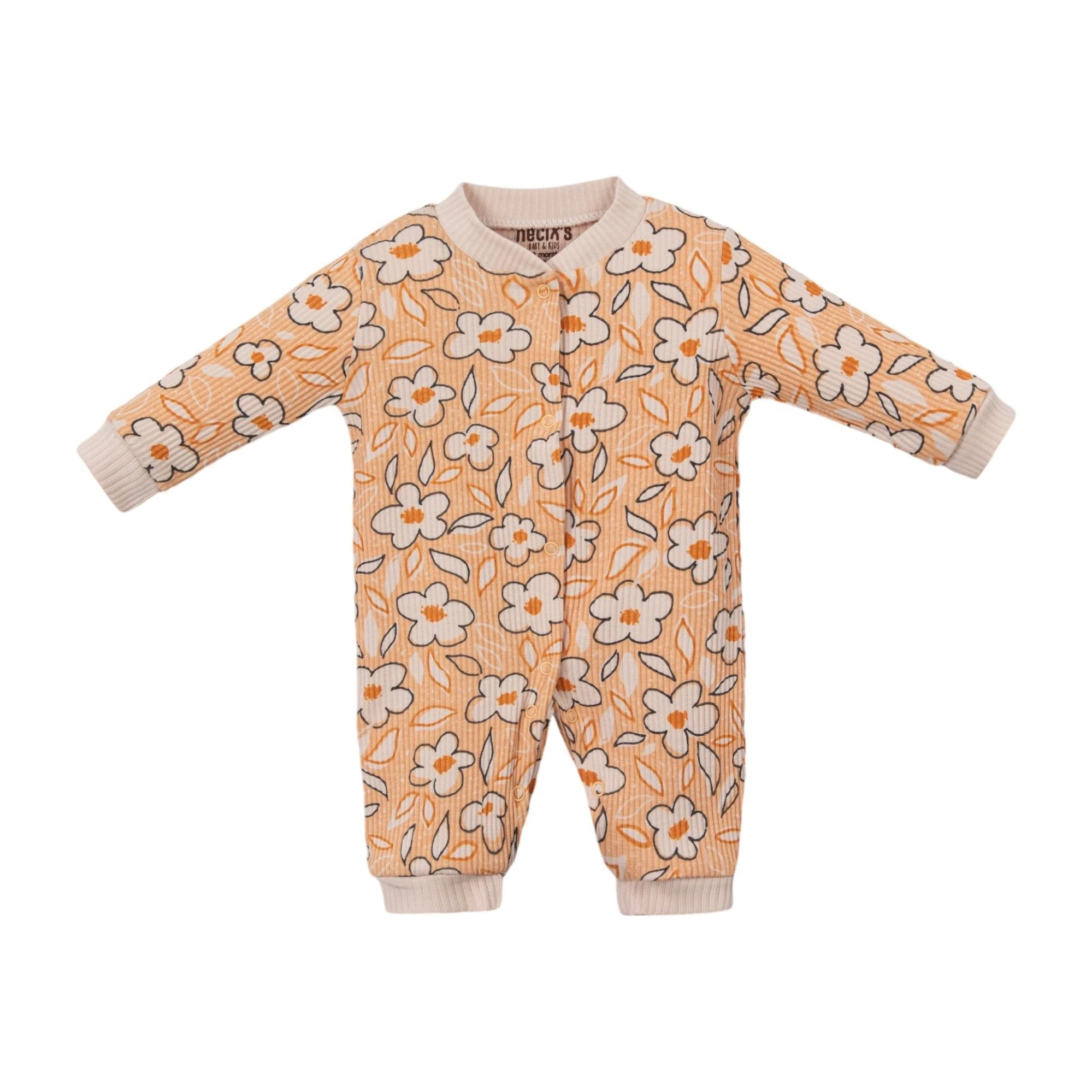 Kız Bebek Çiçek Baskılı 3'lü Tulum Set