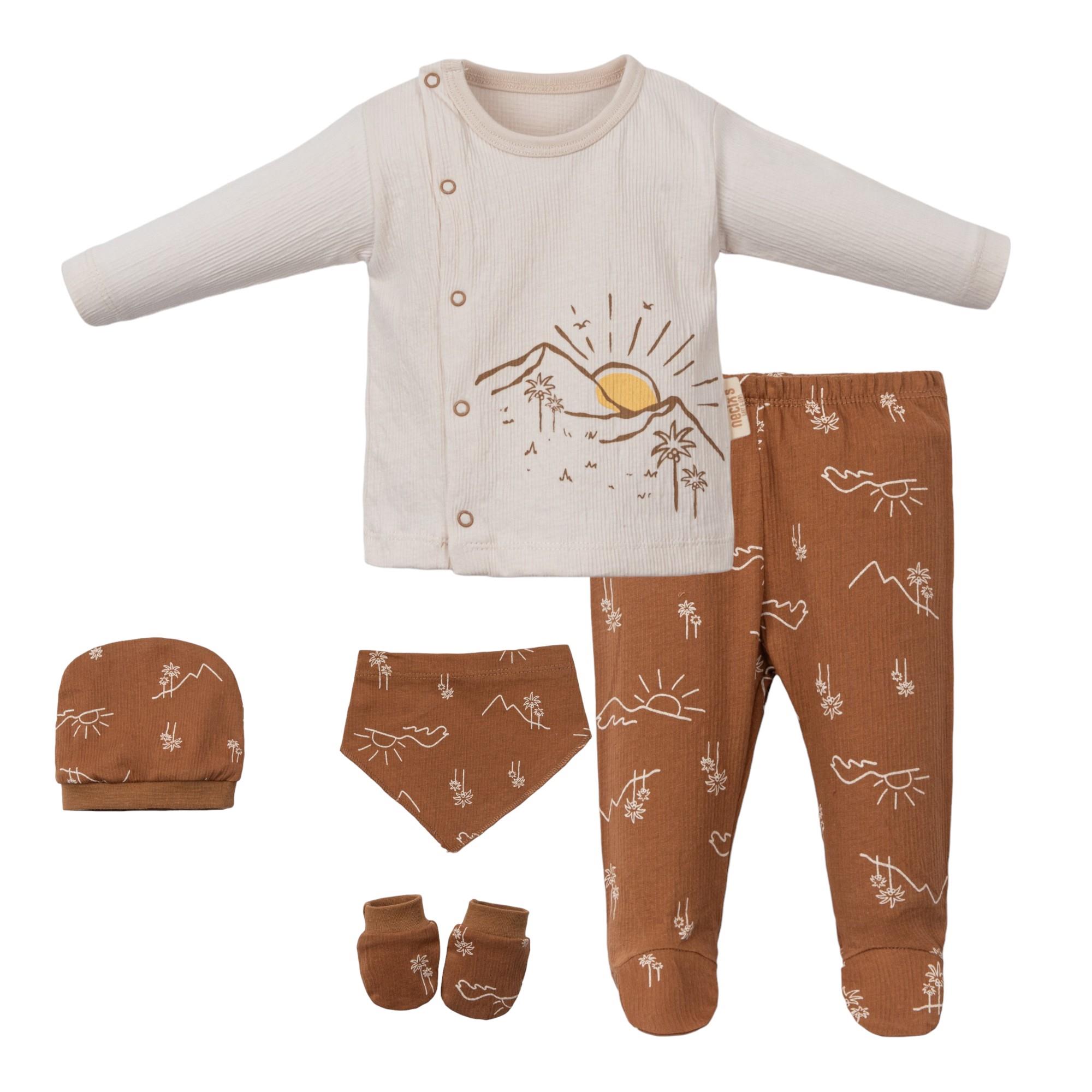 Unisex Premium 0-3 Ay (Yenidoğan) 5'li Hastane Çıkış Seti