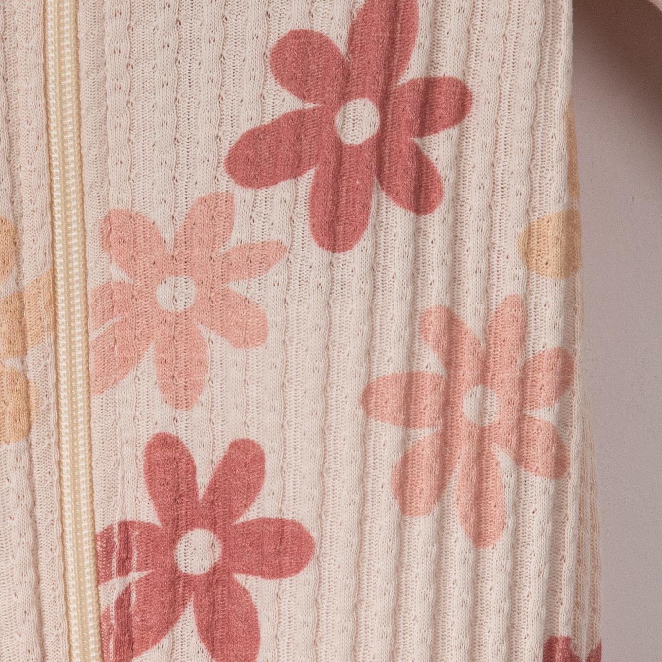 Kız Bebek Çiçek Desenli Kapşonlu Tulum