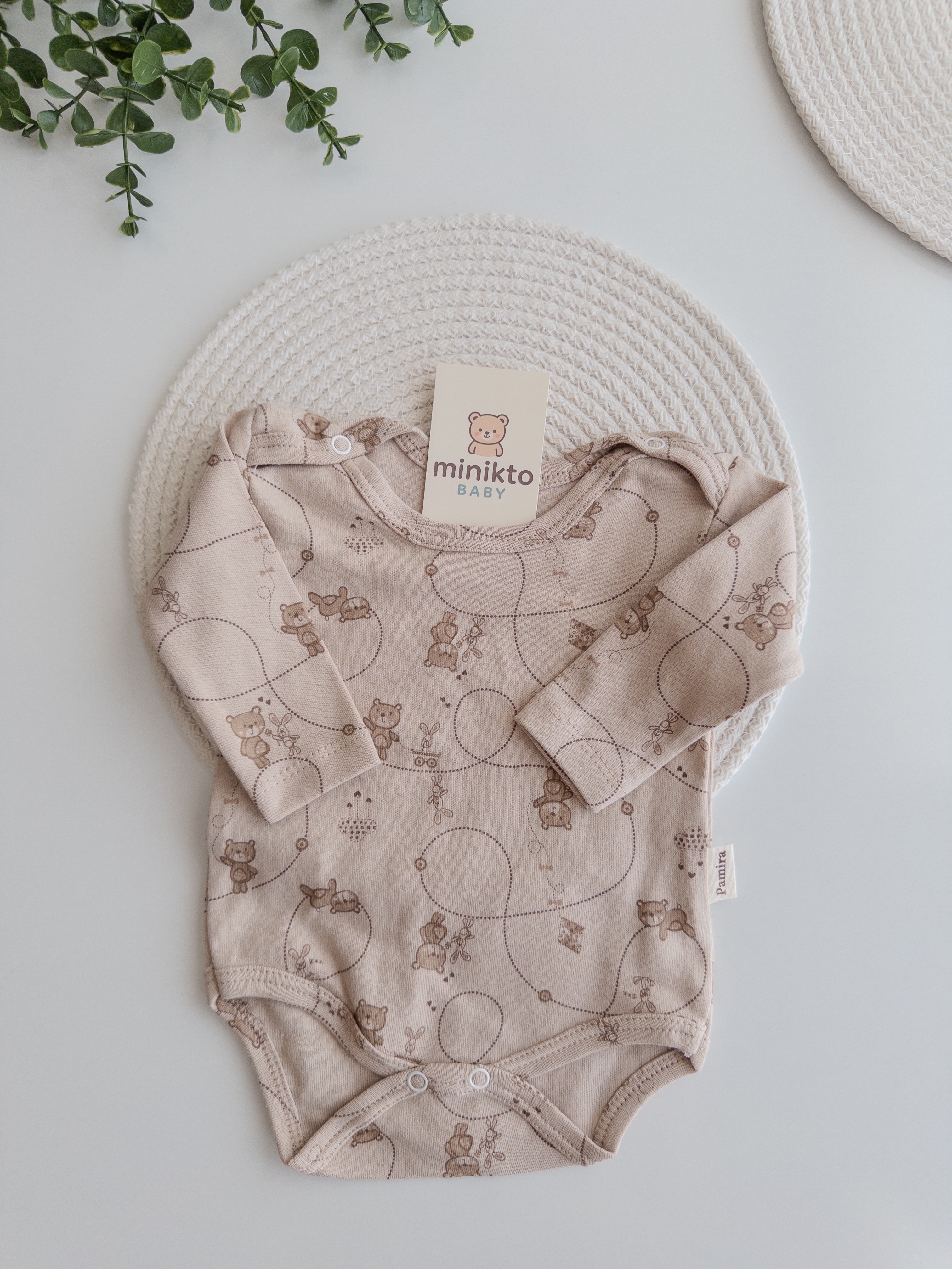 Erkek Bebek Minikto Ayıcıklı Uzun Kollu Çıt Çıtlı Body