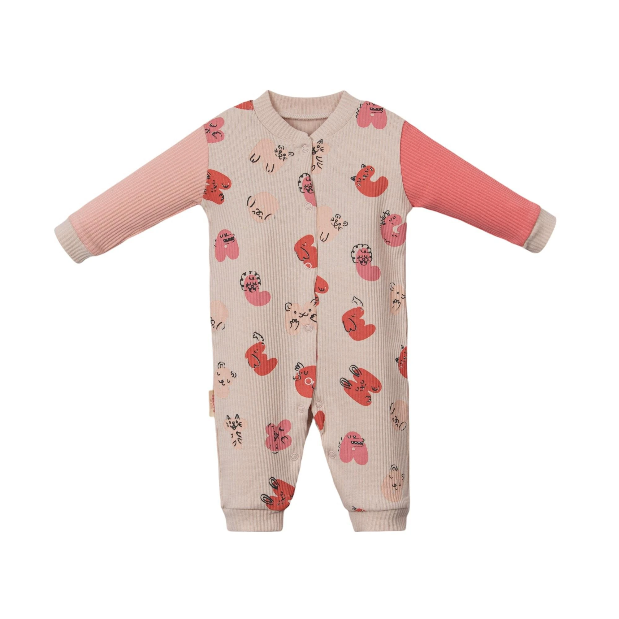 Kız Bebek %100 Pamuk Harf Hayvan Figürlü Tulum