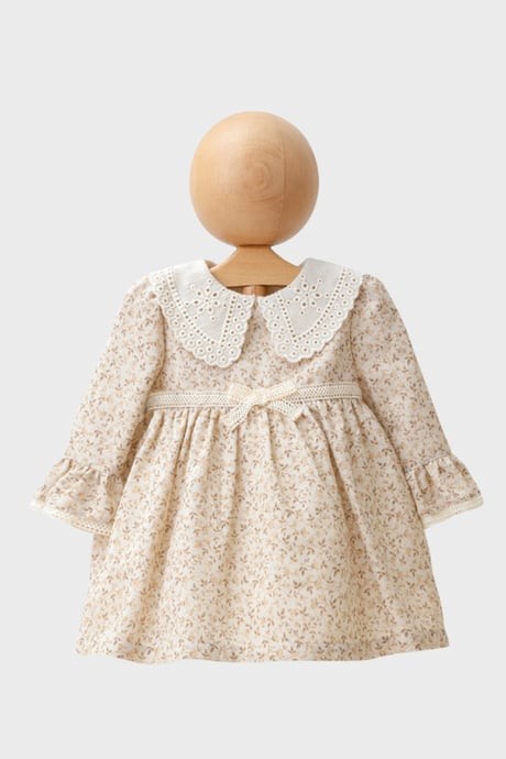 Kız Bebek Vintage Çiçekli %100 Keten Elbise