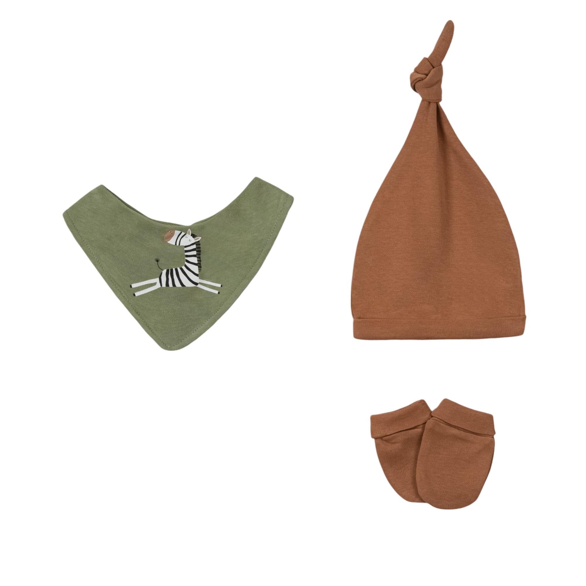 Erkek Bebek %100 Pamuk Safari Premium 0-3 Ay (Yenidoğan) 5'li Hastane Çıkış Seti