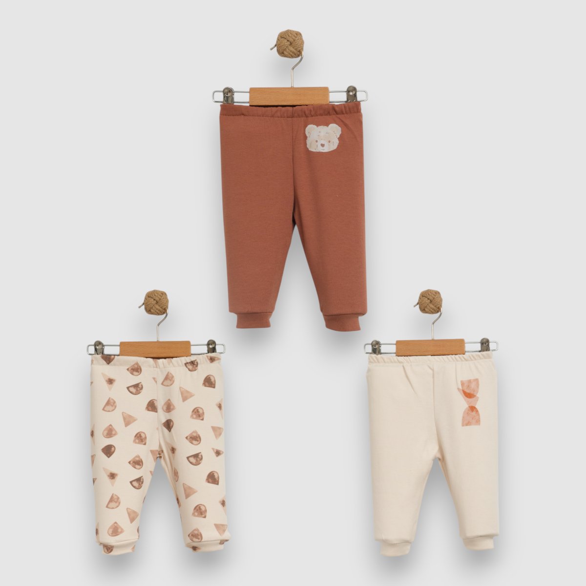 Erkek Bebek Premium Minikto Ayıcıklı 3'lü Pantolon Set