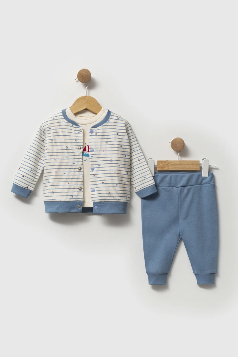 Erkek Bebek Yelkenli 3'lü Takım