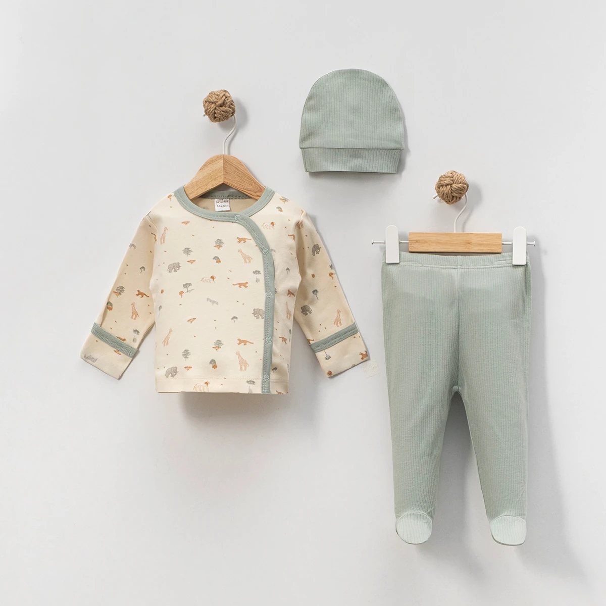 Erkek Bebek %100 Pamuk Safari 3'lü Set