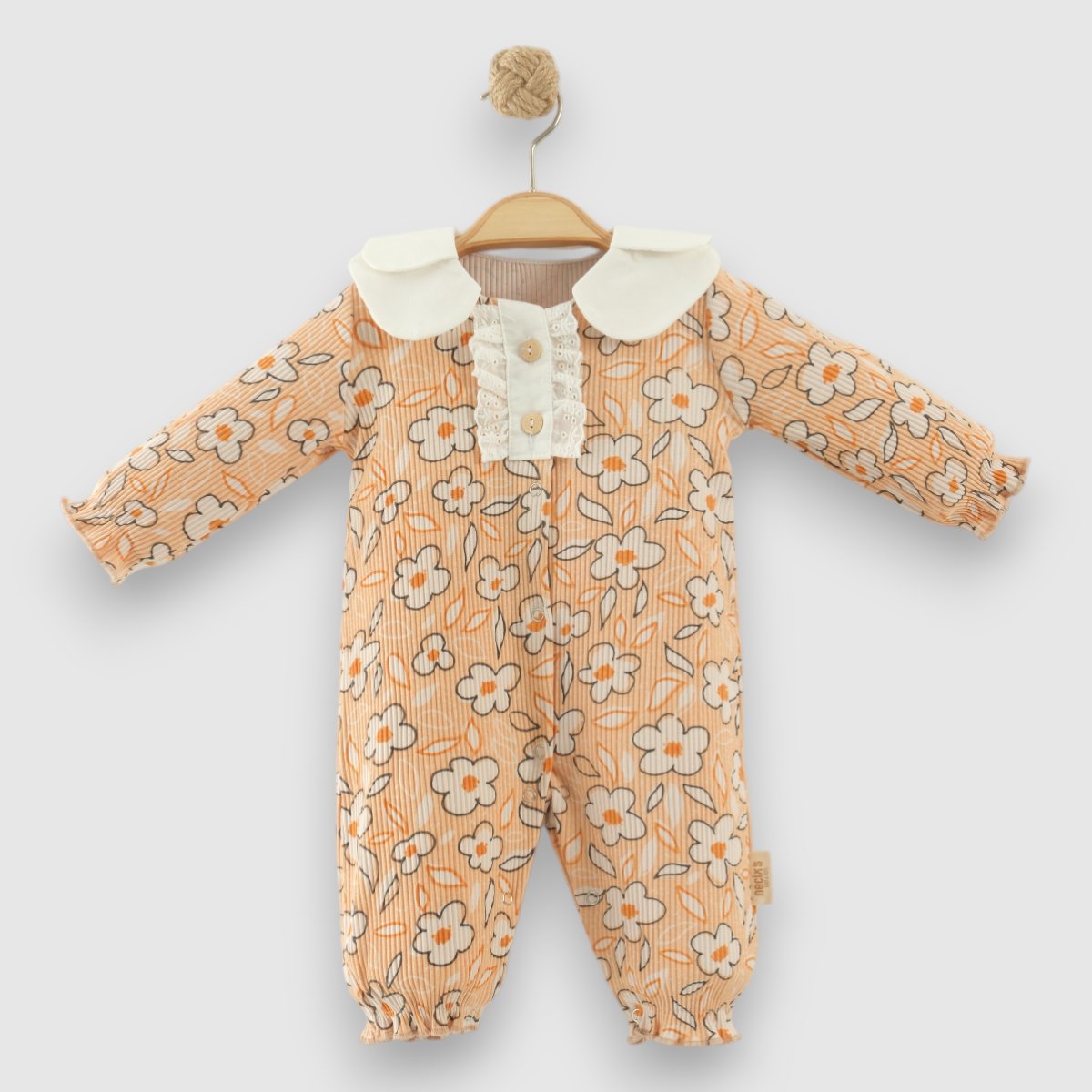 Kız Bebek Premium Çiçek Desenli Fırfır Yakalı Tulum