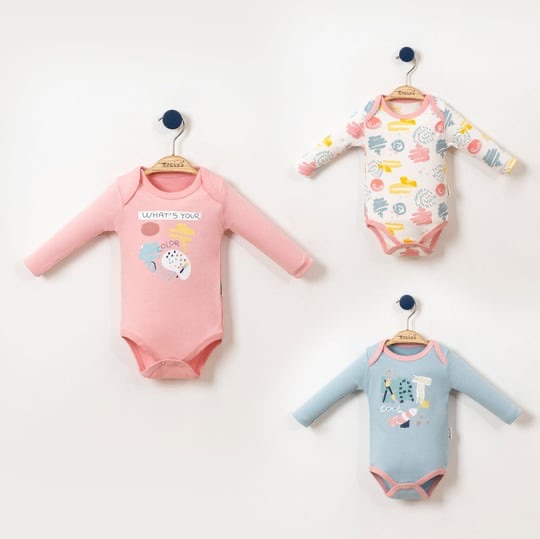 Kız Bebek %100 Pamuk Premium Art 3'lü Body Set