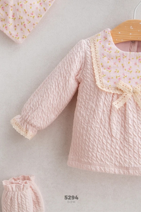 Kız Bebek 0-3 Ay (Yenidoğan) Premium Dantel Detaylı Vintage 5li Set