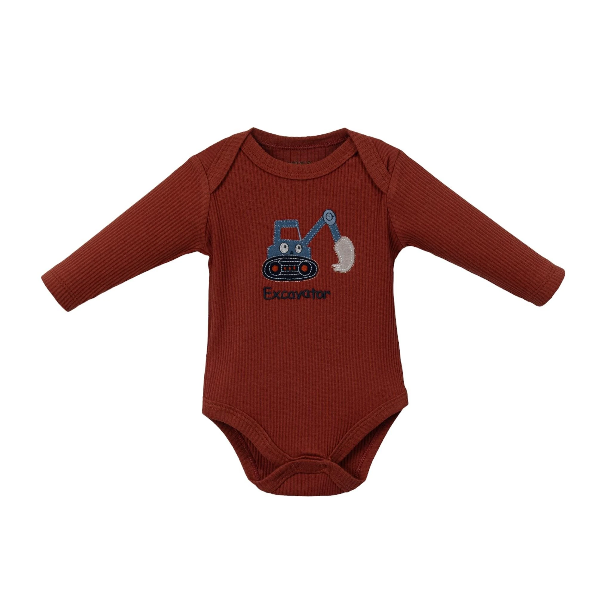 Erkek Bebek %100 Pamuk Excavator Temalı 3'lü Body Set