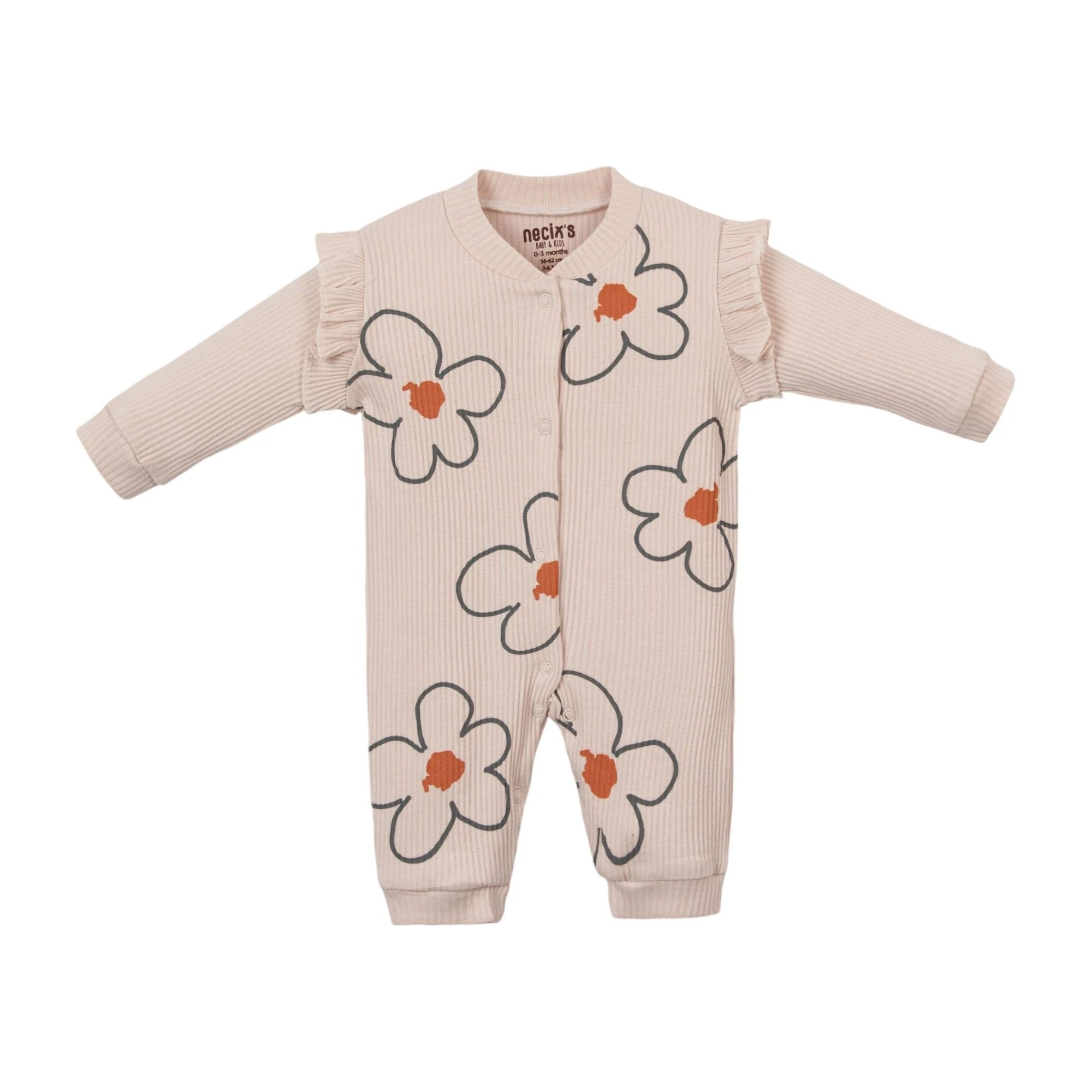 Kız Bebek Çiçek Baskılı 3'lü Tulum Set