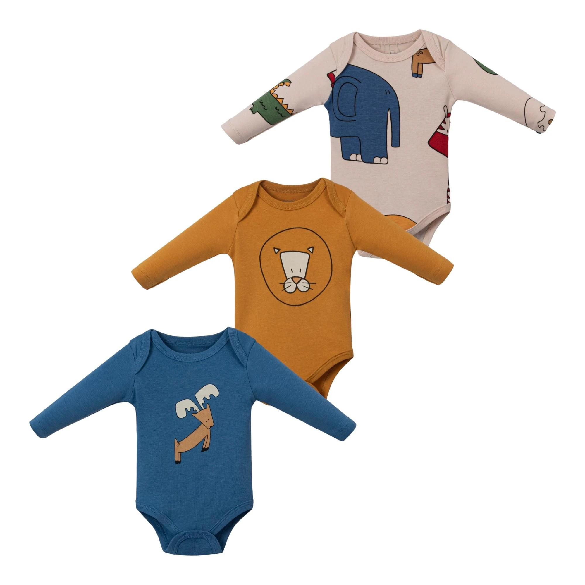 Erkek Bebek Hayvanlı 3'lü Body Set