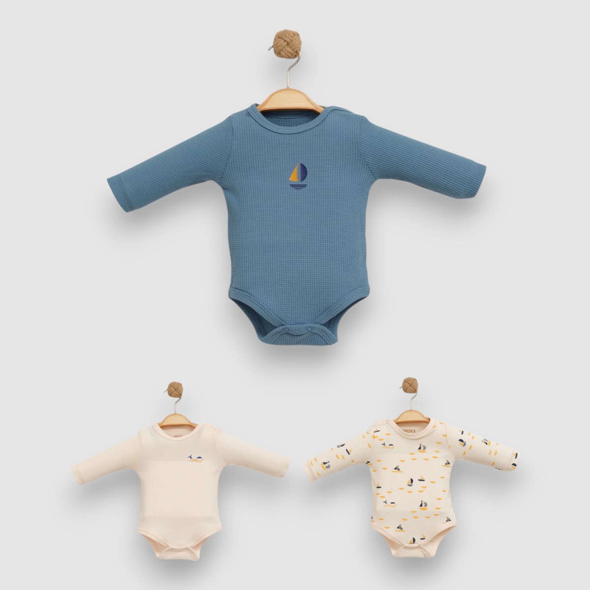 Erkek Bebek Premium Okyanus 3'lü Body Set