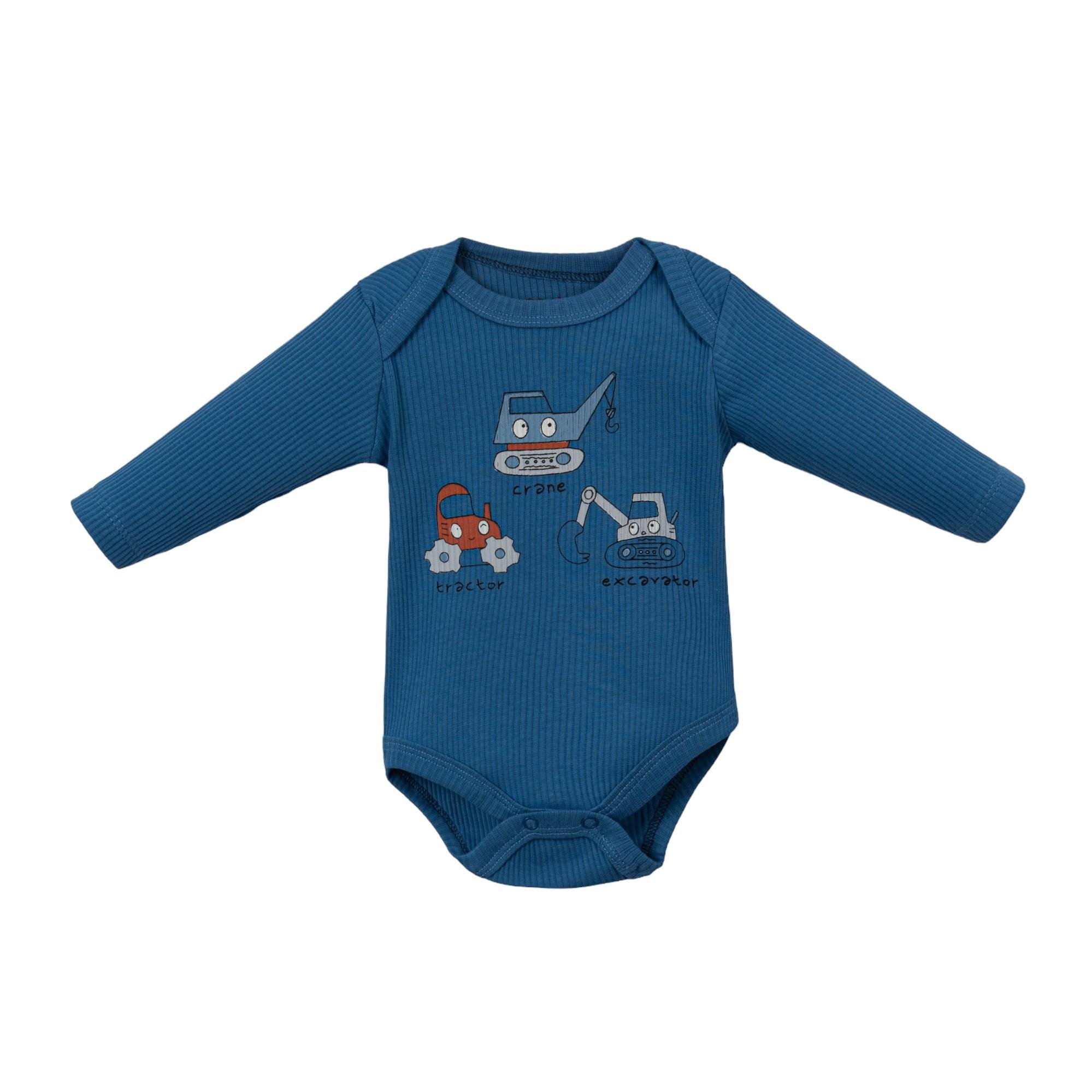 Erkek Bebek %100 Pamuk Excavator Temalı 3'lü Body Set