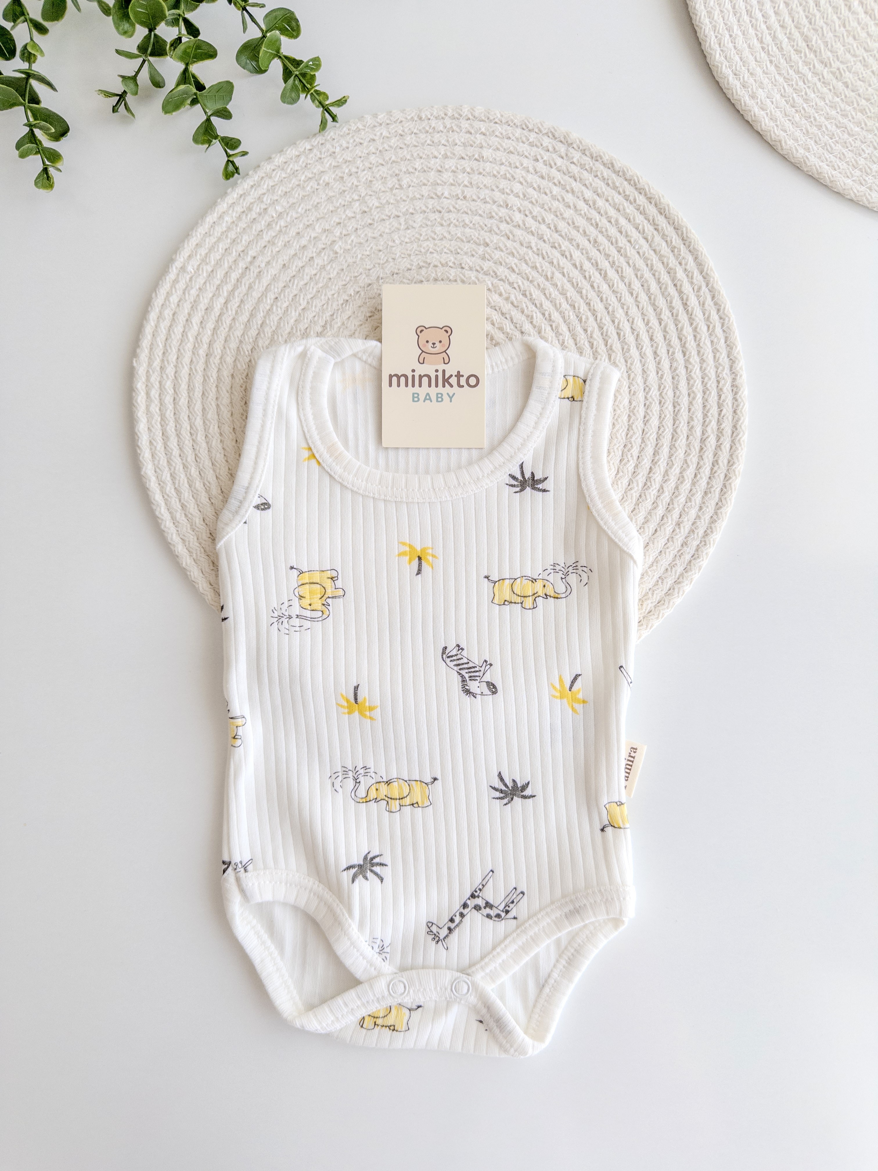 Unisex Palmiye Desenli Çıt Çıtlı Body