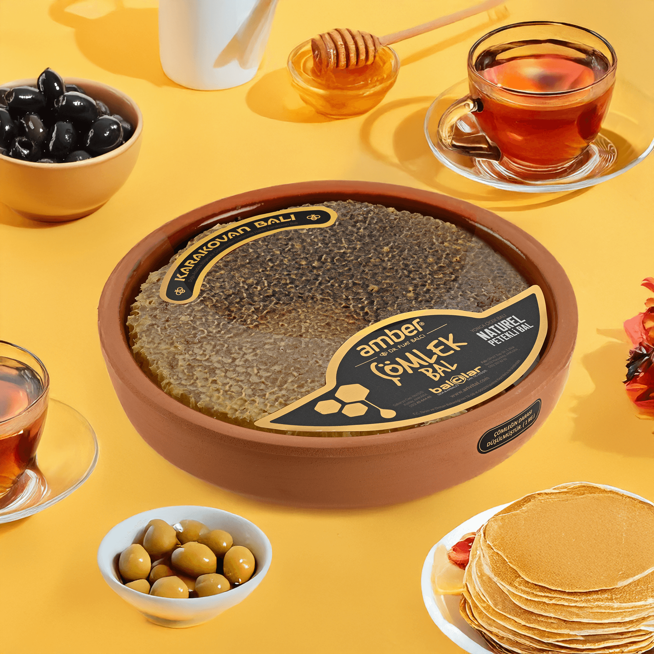 Amber Naturel Petekli Çömlek Bal 1000 gr