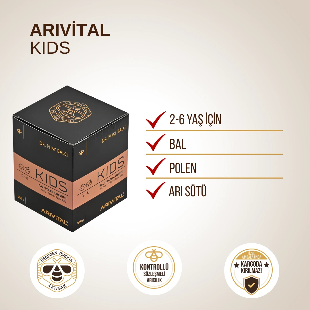 3'lü Arıvital Kids (Arı Sütü, Bal, Polen) Paketi