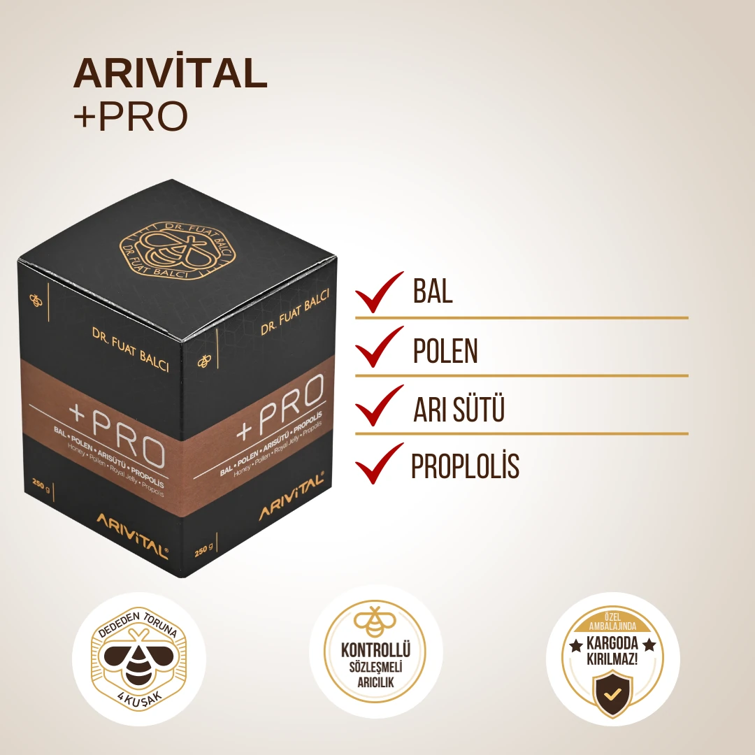 3'lü Arıvital +Pro (Bal, Polen, Arı Sütü, Propolis) Paketi