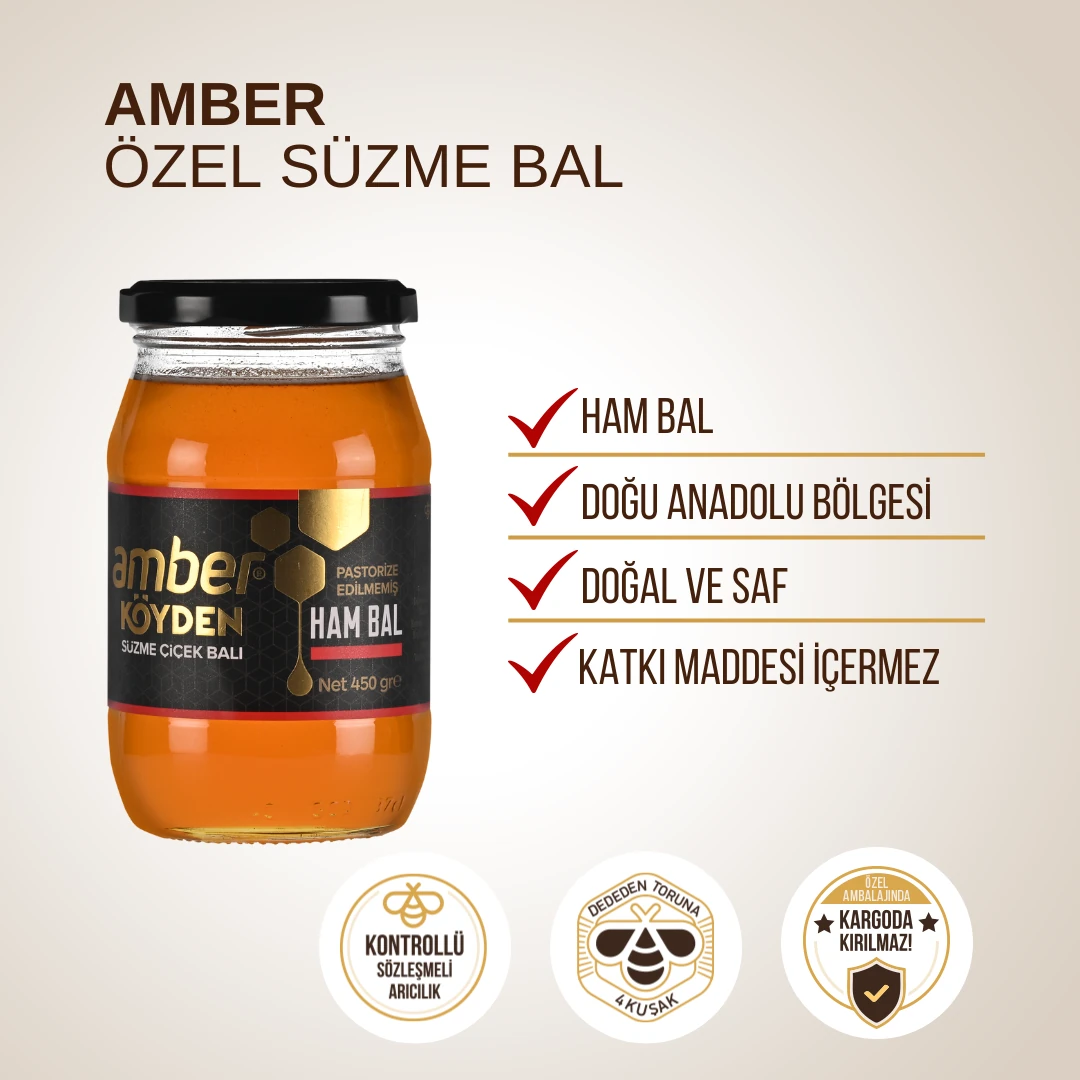 Amber Özel Süzme Bal (Ham Bal) 450 gr