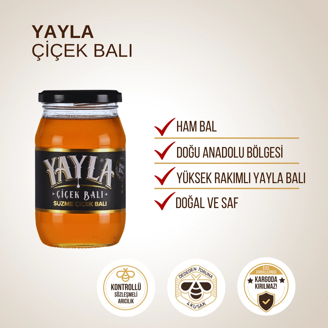 Yayla Çiçek Balı (Ham Bal) 450 gr