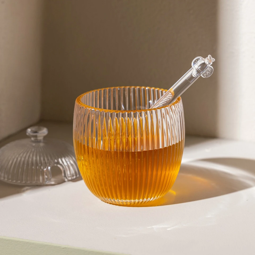 Paris Kaşıklı Cam Bal Kavanozu - Şeffaf