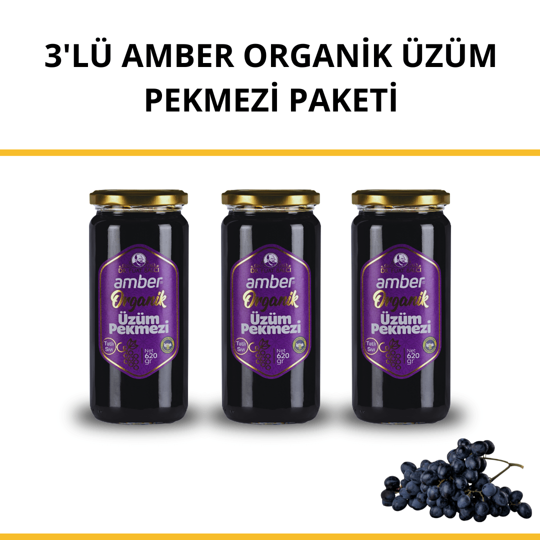 3'lü Amber Organik Üzüm Pekmezi Paketi