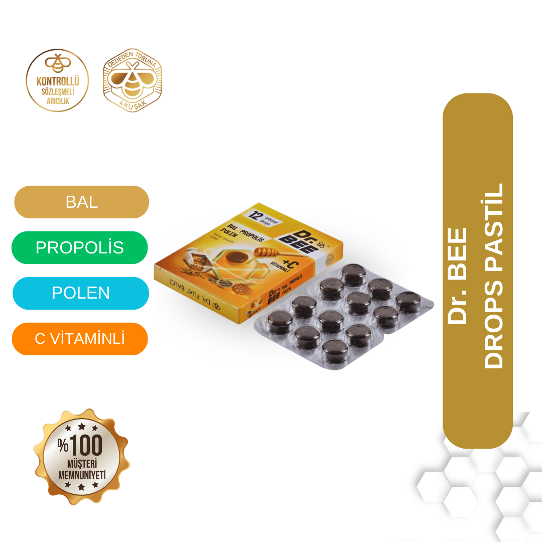 3'lü Dr. Bee Bal, Propolis, Polen Drops Pastil Paketi