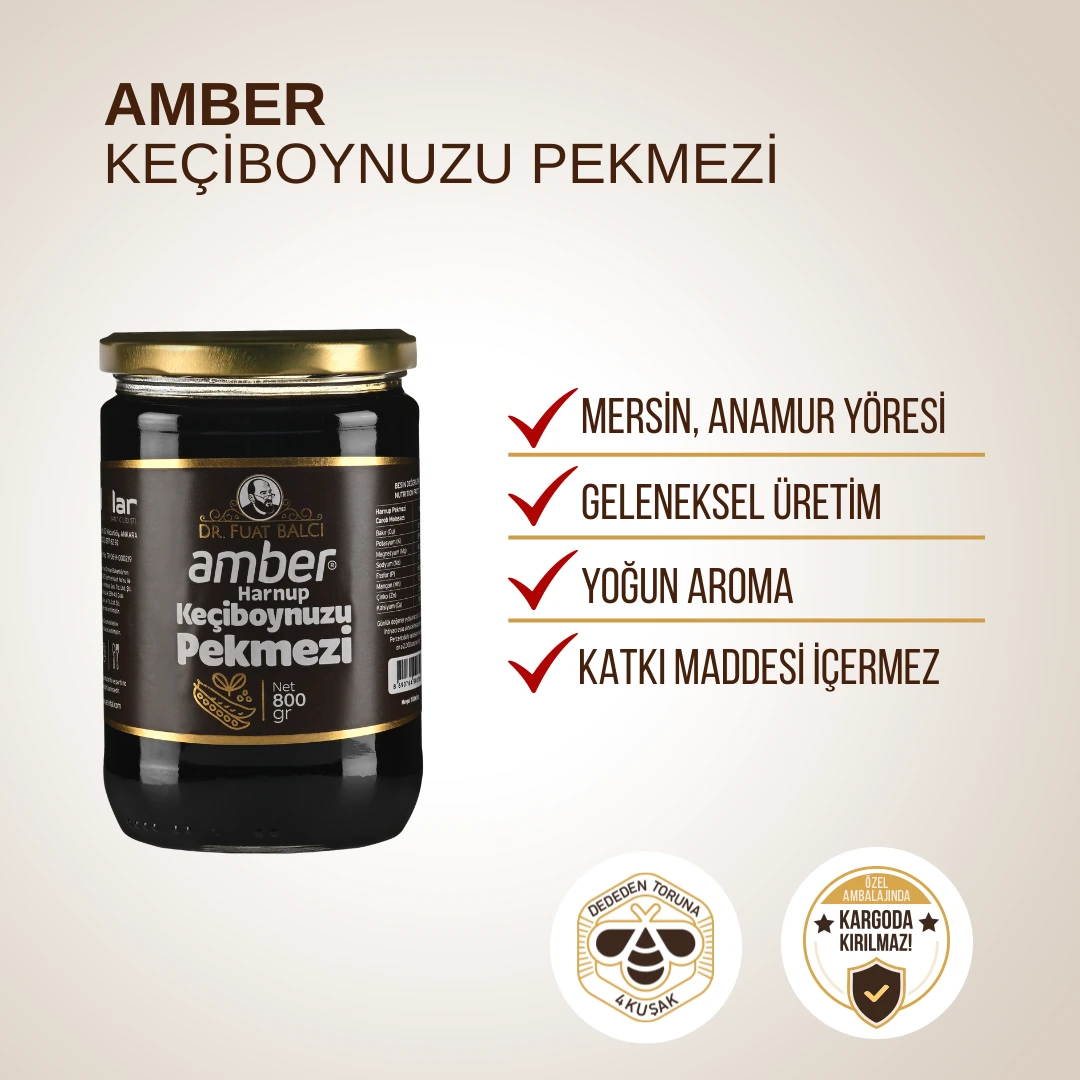 3'lü Amber Keçiboynuzu Pekmezi Paketi 3x800 gr