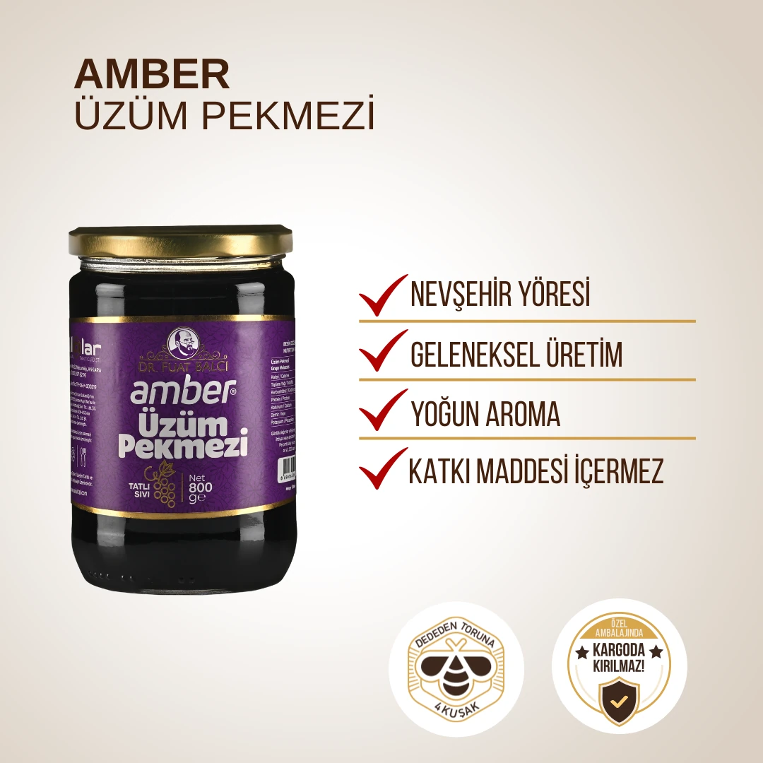 3'lü Amber Üzüm Pekmezi Paketi 3x800 gr