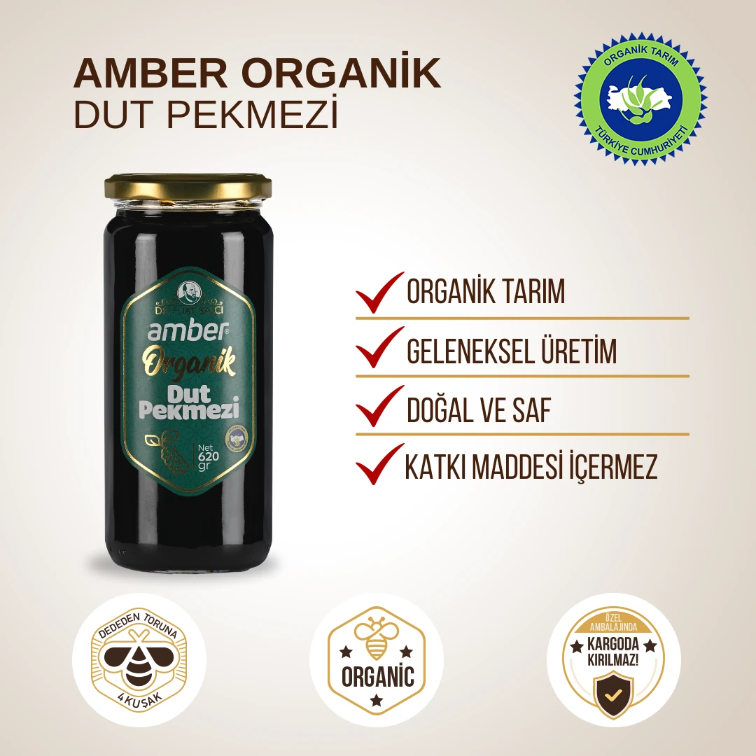 2'li Amber Organik Dut Pekmezi Paketi 2x620 gr