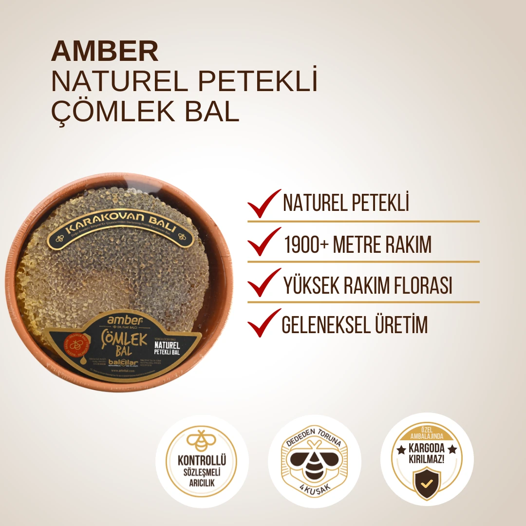 Amber Naturel Petekli Çömlek Bal 1000 gr