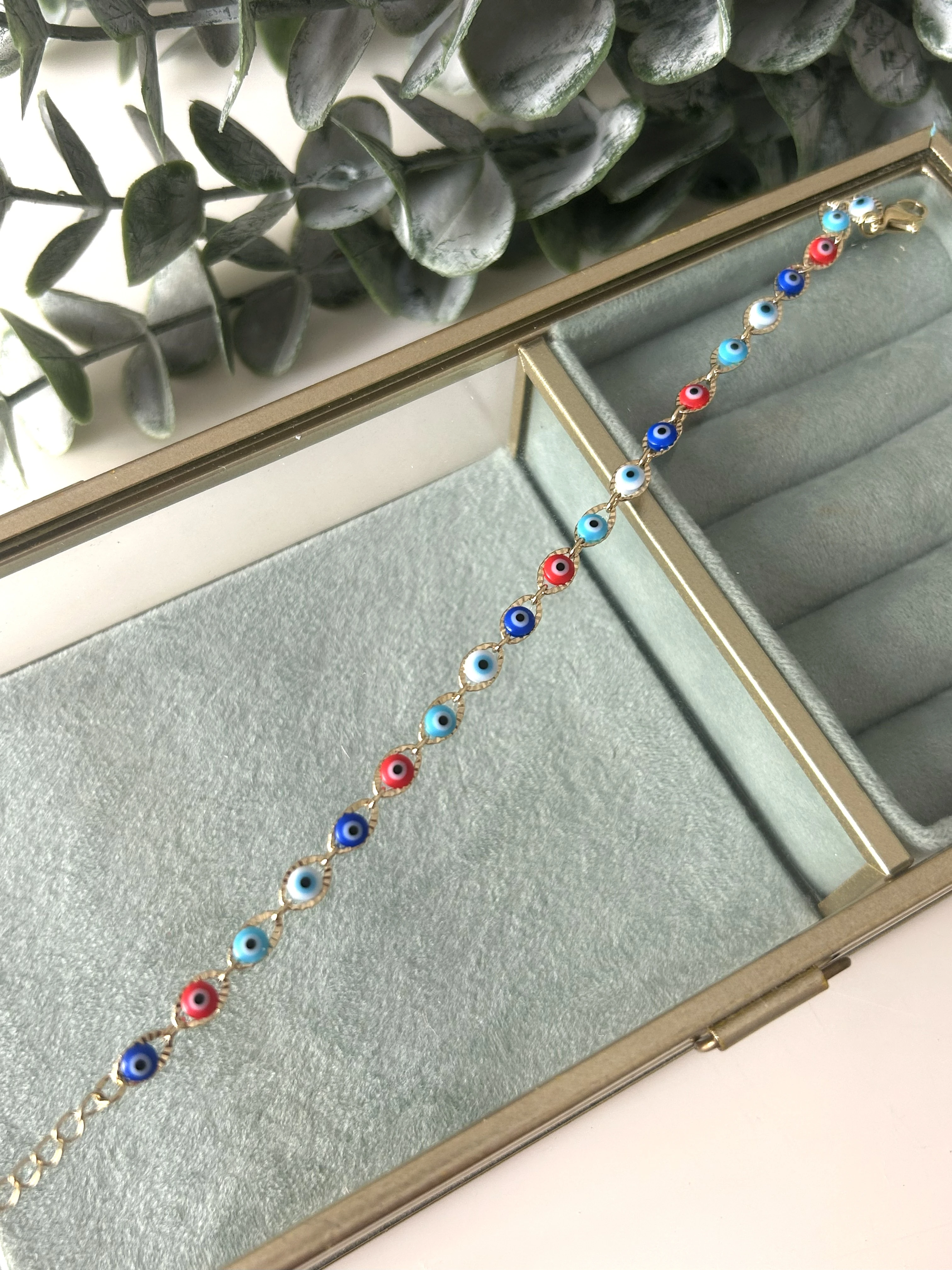 Renkli Nazar Boncuğu Detaylı Özel Seri Bileklik