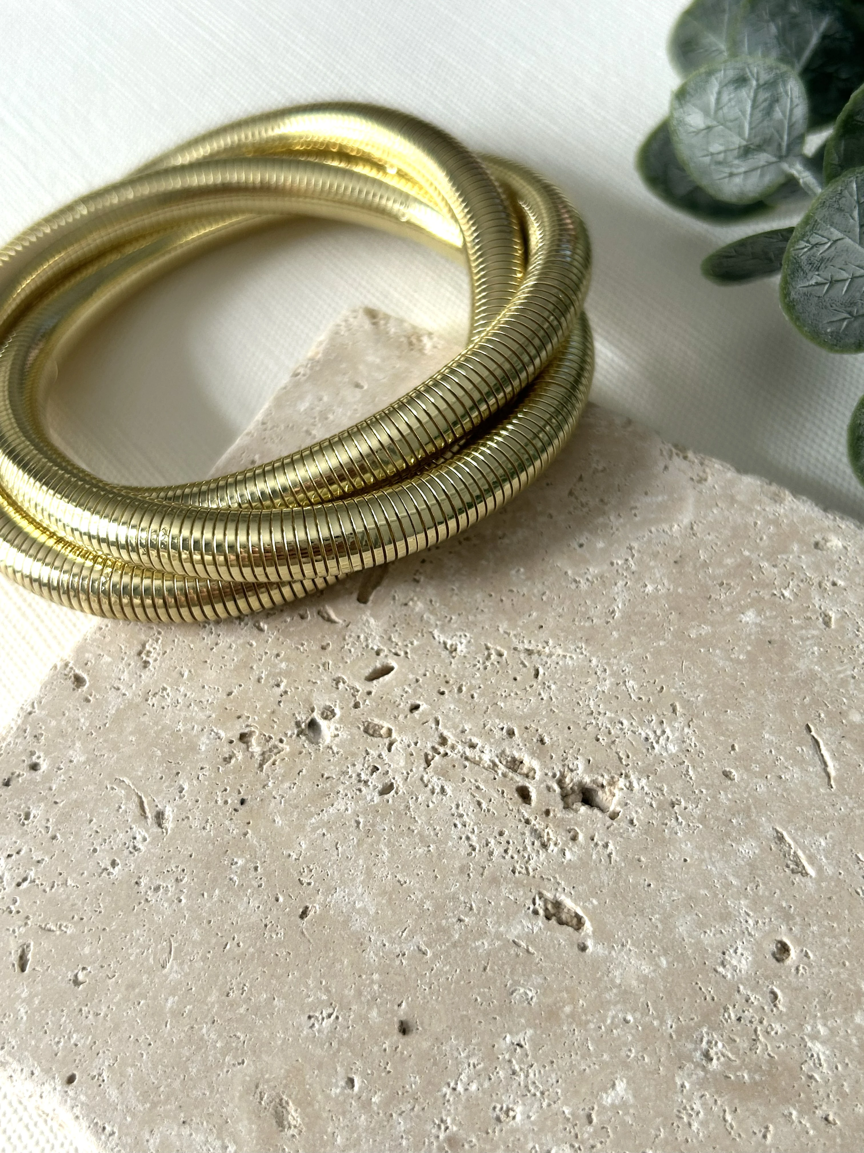 İçiçe Geçmeli Gold Bileklik