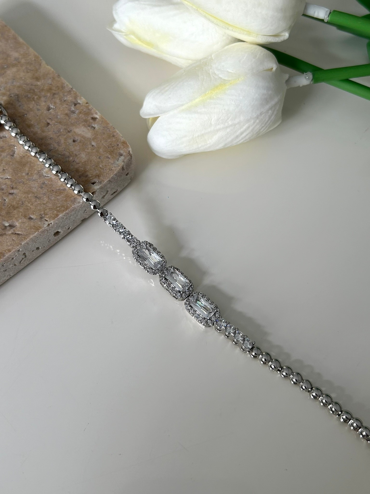 Xuping Baget Taş Detaylı Silver Bileklik