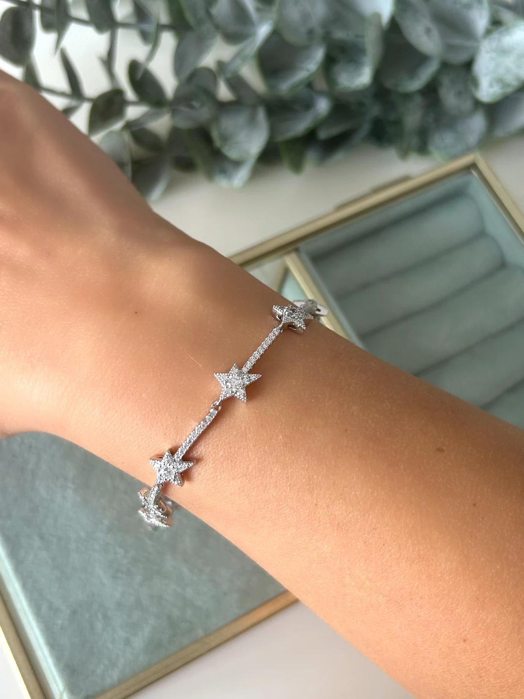 Yıldız Detaylı Silver Özel Seri Bileklik